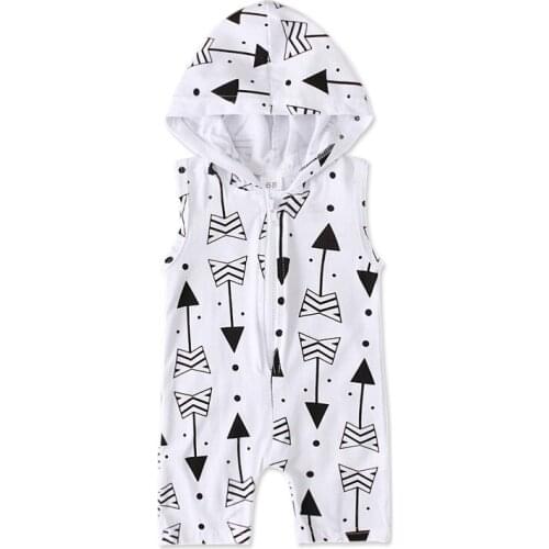 Summer Kids Jumpsuit Sleeveless Cotton Hoody Boys Girls Playsuit Overalls Onepiece