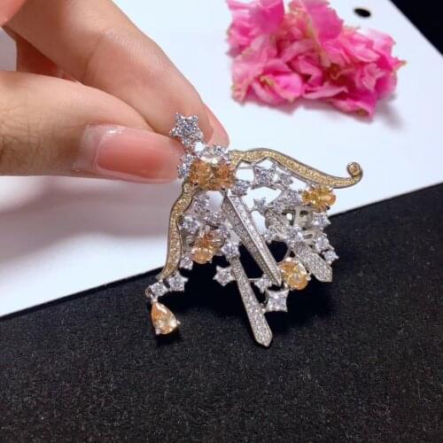 Jewelry findings & components 925 sterling silver with cubic zircon sagittarius clasp and brooch double use 12 constellation