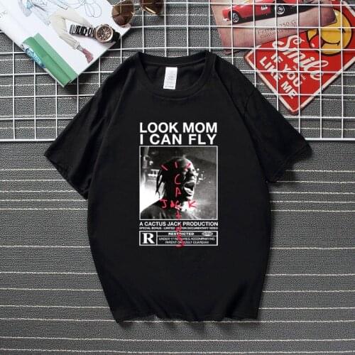 Hot Summer Men Streetwear Travis Scott Look Mom i Can Fly Custom Astroworld T Shirt Vintage Graphic Tees Top Cotton T-shirts