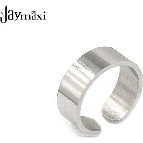 Jaymaxi Smooth Men Women Opening Ring Stainless Steel Can Carve Words DIY Jewelry Wholesales 10Pieces/lot
