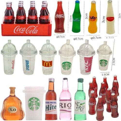 Doll Cute Mini cola Miniature food scene model doll house accessories Dollhouse Miniature 1:12 Doll Accessories Girls Play toys