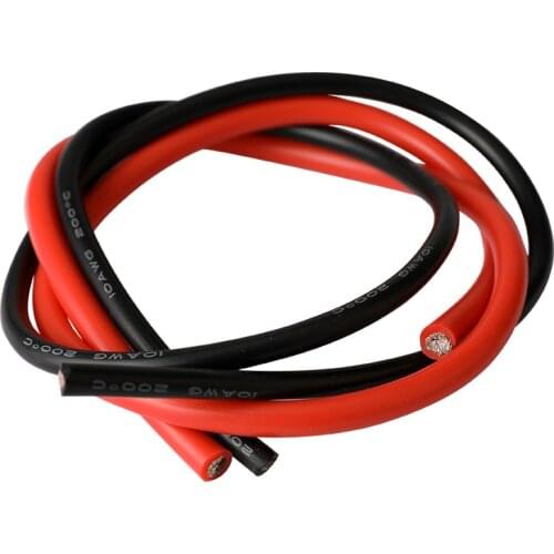 10 AWG Stranded Wire Hook-up Flexible Silicone Electrical Wire Rubber Insulated Tinned Copper 600V High Temperature
