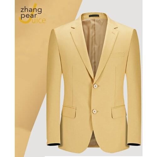 Yellow Men Blazer New Casual Business Formal Blazer Jacket Male Wedding Work Blazers Coat Top Elegant