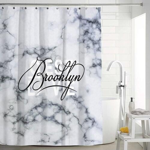 2018 New Marble Printing Bath Screens Polyester Waterproof Bathroom Curtain Waterproof Bath Screens Size 150*180cm/175*180cm