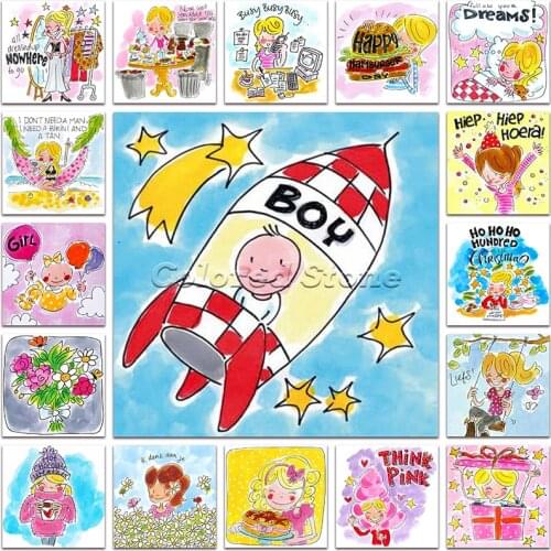 New 5D Full Square Diamond painting embroidery Cross stitch Cartoon Blond Amsterdam Comic girl 3D DIY Round Drawing mosaic BA01