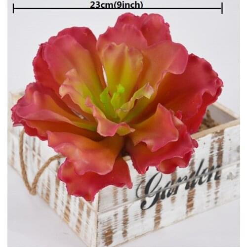 NuoNuoWell 2xArtificial Succulent Plants Green+Red Lifelike 9 Inch Artificial Lotus Plant Micro Landscape Home Decor Real Touch