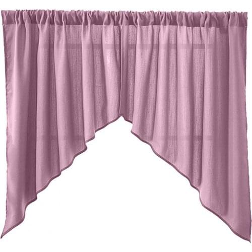 2Pcs Solid Color Triangle Kitchen Short Curtain Window Valance Drape Home Decor