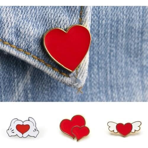 Cartoon Red Small Heart Enamel Brooches Pins Overcoat Denim Jackets Lapel Pin Badge Fashion Jewelry Birthday Gift 2021 New