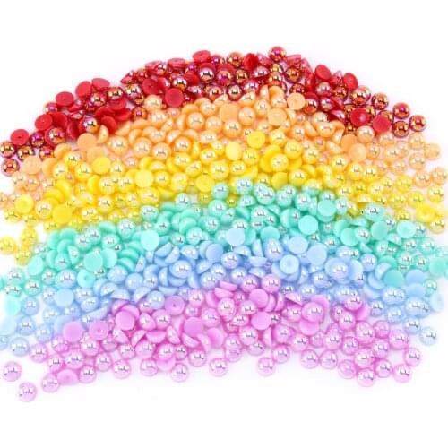 AB Half-pearls ABS Imitation Pearls Stick On Flatback Pearls Resin Beads Craft Decorate Diy Clothing accessories Halfpearls