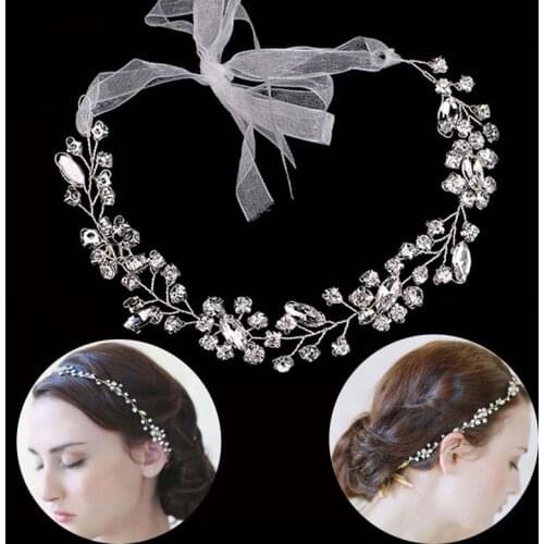 Handmade Hair Accessories For Bride Delicate Crystal Rhinestone Plant Headbands Metal Tiaras Women Party Hair Jewelry 2 Color