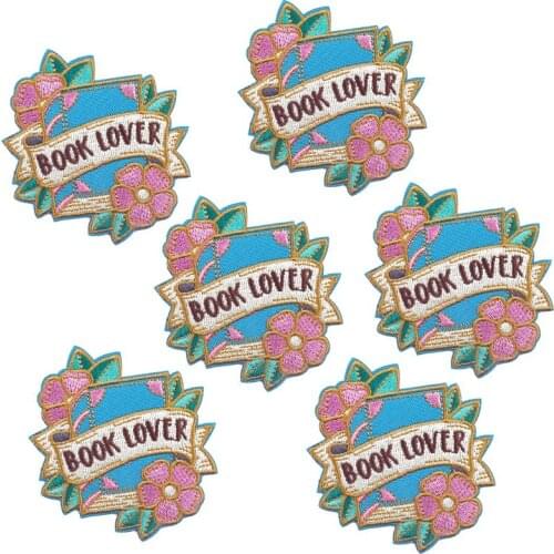 Prajna 10 Pcs Book Lover Letter Patches On Clothes Cartoon Flower Iron On Embroidered Patches For Clothes Stickers Catoon Badges