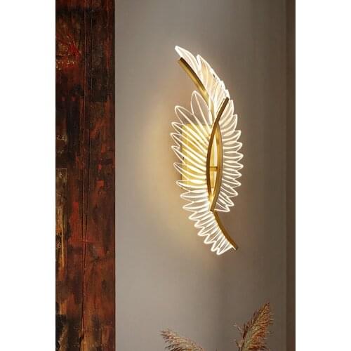 Bedside wall lamp led modern minimalist light luxury new aisle living room decoration lamps all copper acrylic