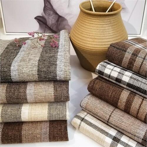 Plain striped Plaid burlap fabric for Sofa cloth tablecloth home decorative curtain dress DIY sewing material by the meter