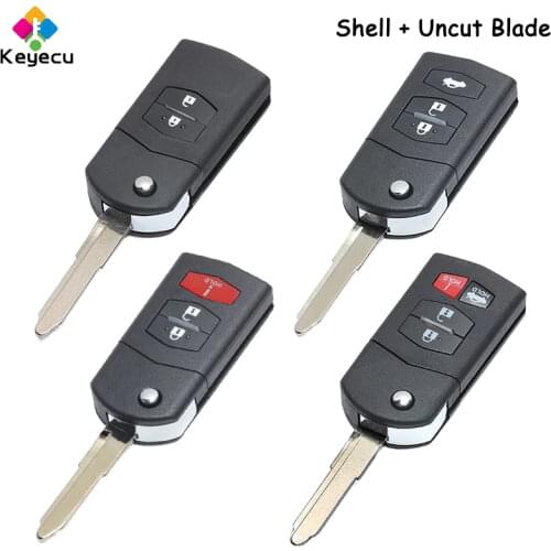 KEYECU Flip Folding Remote Key Shell Case Cover - 2 3 4 Buttons - Fob for Mazda 3 5 6 M6 RX8 MX5 CX5 CX7 CX9 2005 2006 2007-2015