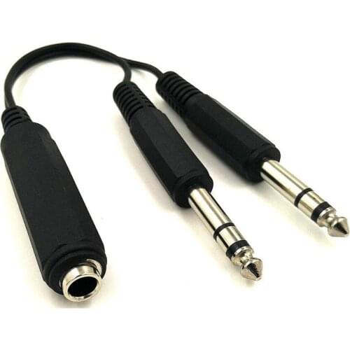 6.35mm Splitter - 6 inch Dual 1/4" TRS 6.35mm Stereo Jack Male to 1/4" 6.35mm Jack Female Audio Adapter Splitter Cable