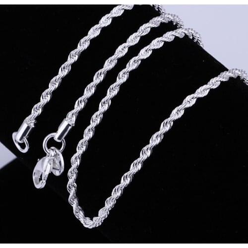 Retail/Wholesale New High Quality Classic Jewelry 925 Sterling Silver Chain Necklace Women/Man necklace Rope Chain,Fast Shipping