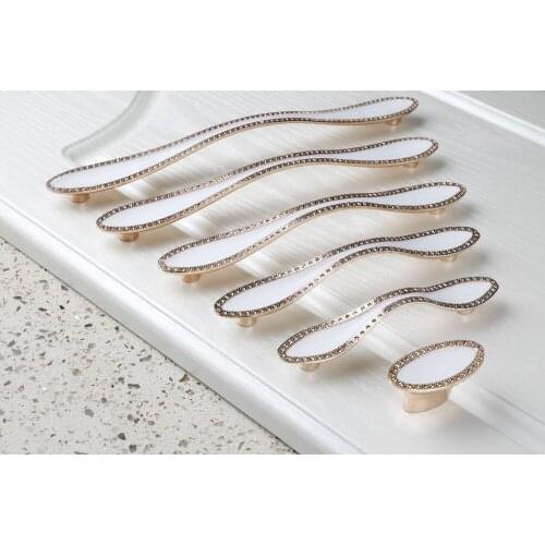 UNILOCKS 5PCS Crystal Rose Gold And Chrome Plated Modern Handle Zinc Alloy Cabinet Drawer Wardrobe Knobs Furniture Pull Handle