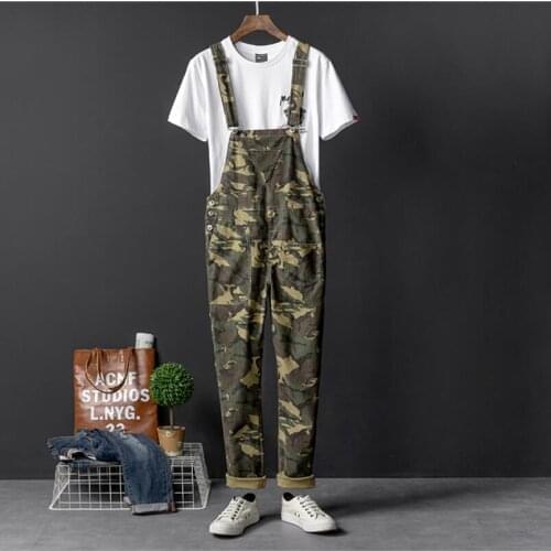 S-4xl European And American Camouflage Casual Pants Men Spring And Autumn Trend Jumpsuit Pants Suspenders Slim Couple Bib Pants