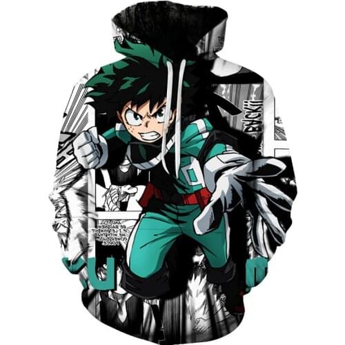 Anime Boku No Hero Academia Men Women Hoodies Casual Hip Hop Streetwear Long Sleeves Sweatshirts Boys Girls Autumn Tops Coats