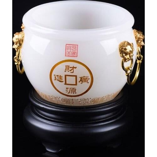 White glass jade cornucopia decoration Feng Shui lucky opening ceremony celebration gift Home Decor decorations accessories