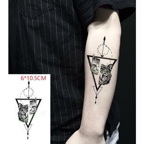 Waterproof Temporary Tattoo Sticker Cat Tiger Triangle Circle Body Art Flash Tattoo Fake Tattoo for Women Men