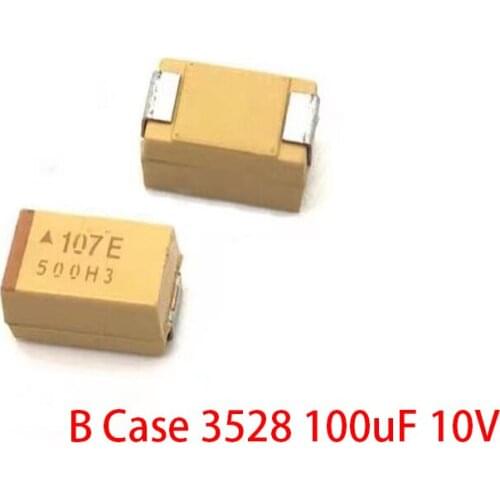 10pcs B Case 3528 100uF 10V 107 107A SMD 10% Tantalum Capacitor TAJB107K010RNJ