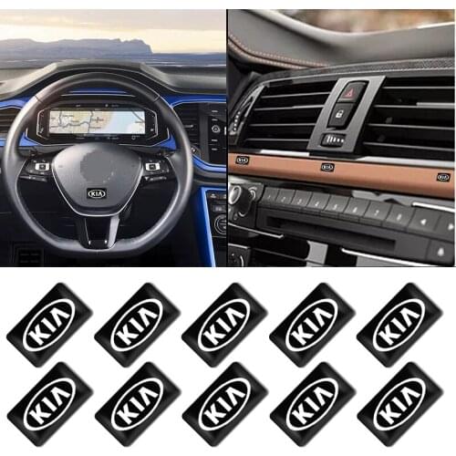 10pcs Car Style Small Decorative Car Badge Steering Wheel Sticker for KIA K2 K3 K5 Sorento Sportage R Rio Soul Cap Car Styling