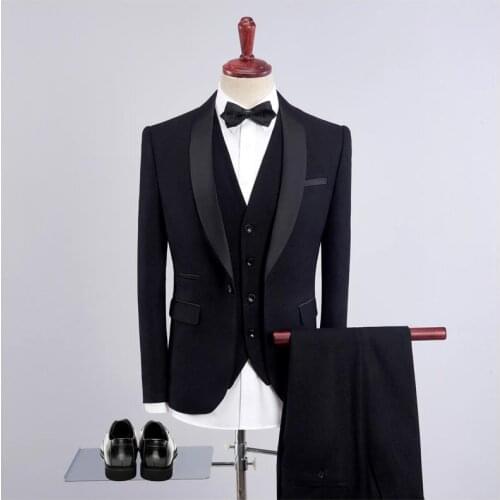 Classic Mens Clothing Men Suits for Wedding Grey Blue Black Notch Lapel One Button Costume Homme Mariage Terno Masculino 3 PCS