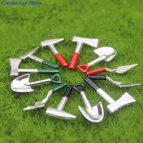 4PCS Mini Dollhouse 1/12 Alloy Tools Miniature Doll Room Accessory Set Creative Doll Garden Tool Toy Models Red