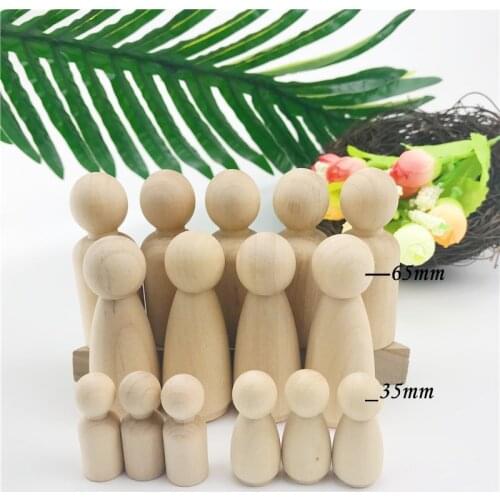 50Pcs (65mm & 35mm) School Family Peg Dolls Best Kids Brain Game Toys Unpainted Wooden Peg Doll Teacher And Kids DIY Crafts