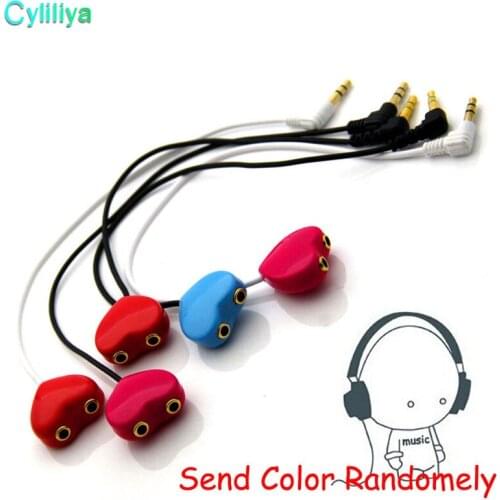 50pcs One Point Two Lovers Audio Cable 3.5mm Headphone Splitter Music Sharing Earphone Audio Plug Line Extension Cable Adapter