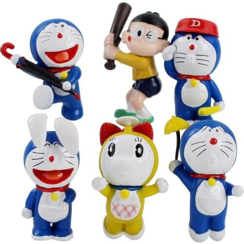6pcs/set 5-6cm Q Vision Doraemon Figure Doll PVC Cute Mini Doraemon Model Toys