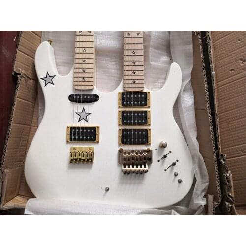 Double neck white electric guitar,6 strings guitar 12 strings guitar,tremolo bridge,gold hardware