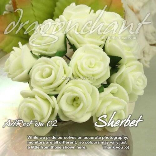 Free Shipping Size 20mm Head PE Rose Foam Flower Bouquet Solid Ivory Color Scrapbooking Artificial Rose Flower(144pcs/lot)