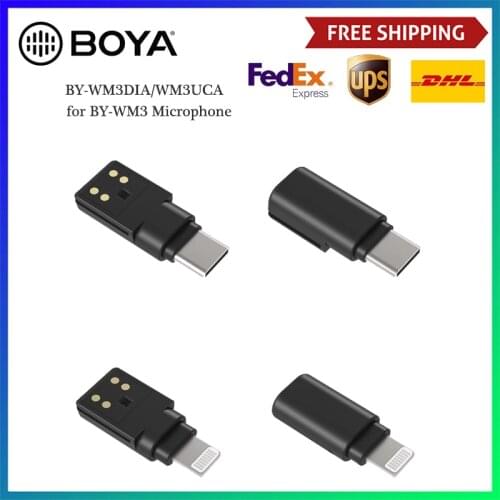 BOYA MFI Certificated Lightning Type-C Adapter for iPhone iPad iPod Android Smartphone BY-WM3 Wireless Microphone Accessories