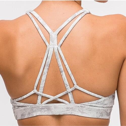 NORMOV Women Sexy Bra Printed Padded Push Up Vest Shockproof Spandex Workout Underwear Fitness Hollow Out Bra Female