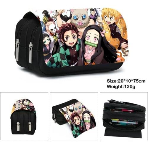 Anime Demon Slayer Kimetsu No Yaiba Pencil Case Zipper Makeup Bag Pen Stationery Bags Catoon Pencil Box woman Cosmetic bag