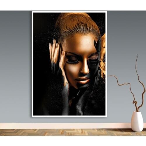 Black Gold Nude African Art Woman Wall Art Canvas Painting Posters and Prints Prints Scandinavian Wall Picture for Living Room