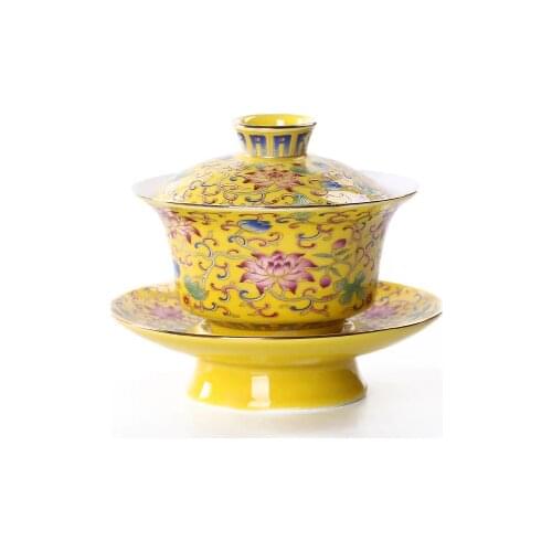 Jingdezhen Ceramic Tea Tureen Enamel Cover Bowl Chinese Large KungFu Gaiwan Tea Cup Bowl Teaware Tea Ceremony Accessories