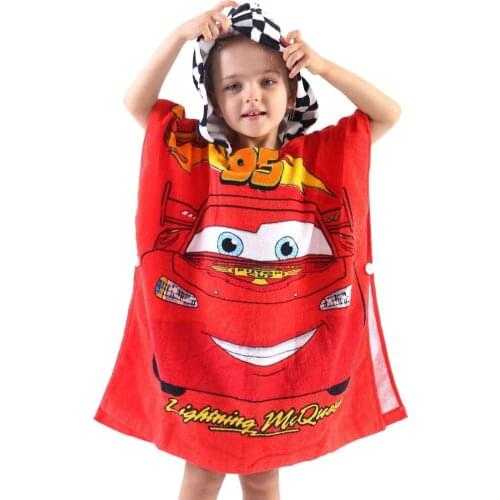 Disney 100% Cotton Mc Queen Baby Girls Boys Hooded Towel Cloak Absorbent Bathrobe Toddler Baby Bath Towel Cloak Beach Towel gift