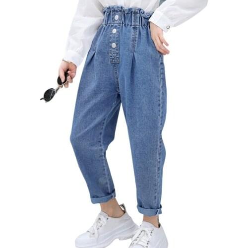 Jeans For Girl Ruffles Jeans Kids Girl Spring Autumn Jeans Kid Casual Style Childrens Clothing 6 8 10 12 14