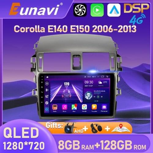 Eunavi Android 10 system car multimedia radio player for Toyota Corolla E140/150 2007-2011 autoradio stereo GPS PX6 4G 64GB 2DIN