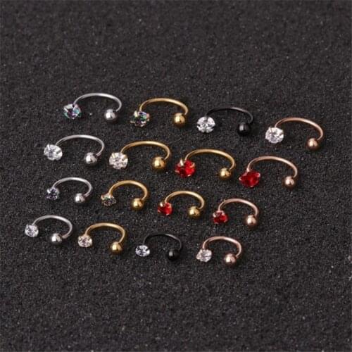 1pc Stainless Steel Real Septum Rings Pierced Piercing Septo Nose Ear Cartilage Tragus Helix Piercing Clicker Rings Body Jewelry