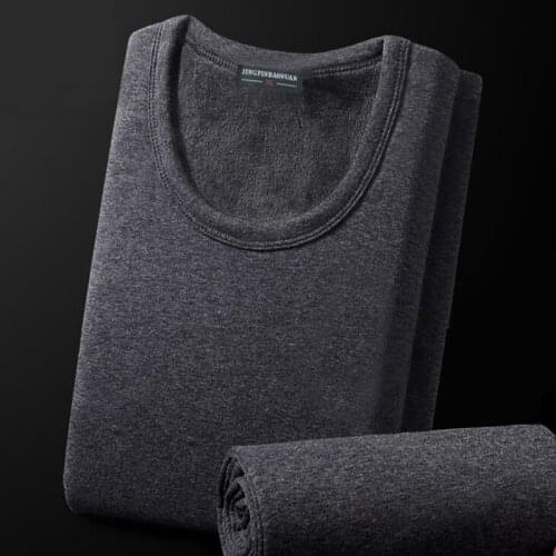 Thermal Underwear Set For Men Winter Warm Thick Wool Cotton Mens Long Johns Velvet Fleece Top+Pants Plus Size Brand Male Clothes