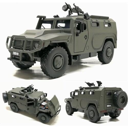 Simulation 1:32 Alloy Sliding Russian SPM - 2 Tiger Armored Vehicle Explosion-proof Military Model Sound light Control Car gift