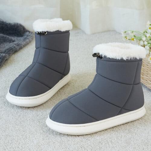 2021 New Home Cotton Boots Mens Winter Faux Fur Shoes Elderly Man Mid-calf Plush Boots Male Indoor Warm Shoes Unisex Snow Boots