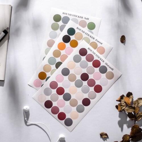 3pcs/set Basis Morandi Dot Journaling Decorative Kawaii Stationery Round Stickers Scrapbooking DIY Sealing Album Stick Lable