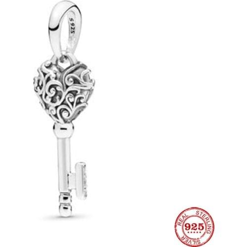 New Original Silver Color Key Dangle Bead Charm Fit European Pandora Charms Bracelet Bangles Diy Jewelry P030-Y