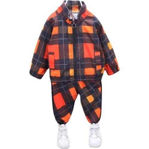 New Fashion Spring Autumn Children Jacket Pants Infants Casual Clothes Kids Print Clothing Sets Boys Baby Girls Plaid Tracksuit