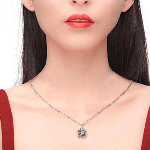 Double Color Chrysanthemum Silver Color Oxide Necklace For Women Double Color Chrysanthemum Silver Color Oxide Necklace Jewelry